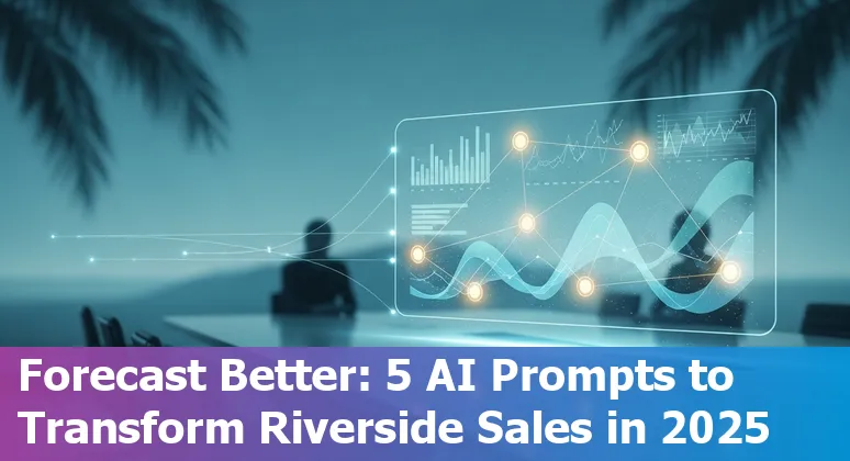 Sales professional using AI prompts on a laptop for lead generation, meeting summaries, and pipeline forecasting in Riverside, California.
