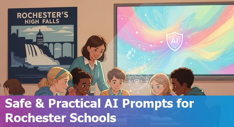 Teachers and students in Rochester using AI tools like ChatGPT and Claude in a classroom setting.