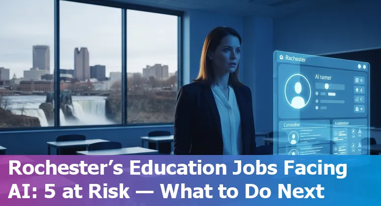 Rochester classroom with teacher using AI tools and charts showing jobs at risk