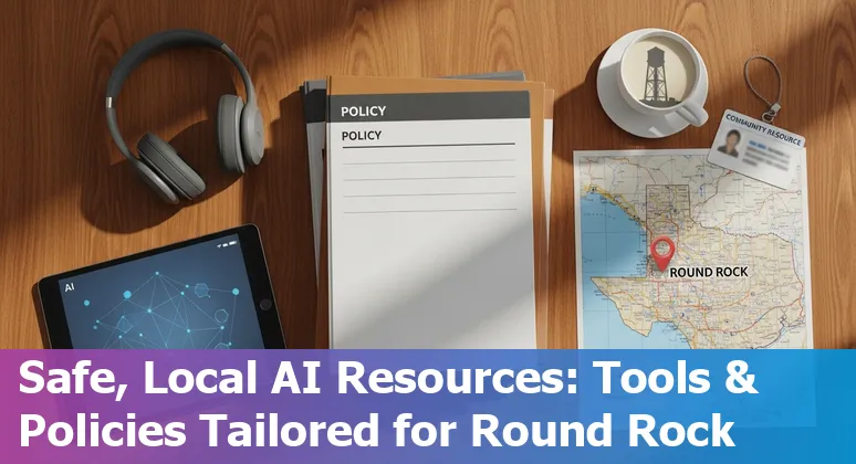 Students and teacher exploring AI tools at a Round Rock, Texas classroom or library workshop in 2025
