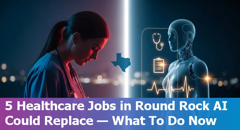 Healthcare worker using AI tools beside a nurse, representing jobs at risk from automation in Round Rock, Texas
