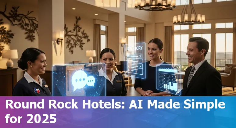 Hospitality staff using AI tools at a Round Rock, Texas hotel front desk in 2025