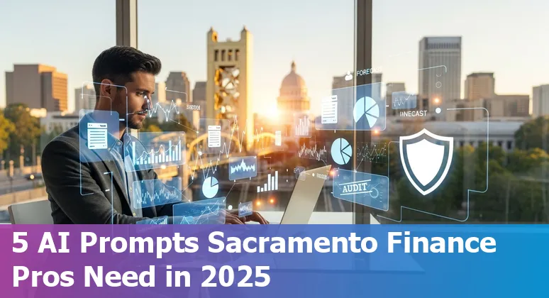 Finance professional in Sacramento reviewing AI-generated cash runway chart on a laptop