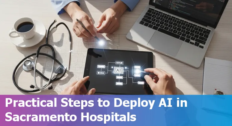 Healthcare professionals using AI tools in a Sacramento, California hospital setting in 2025