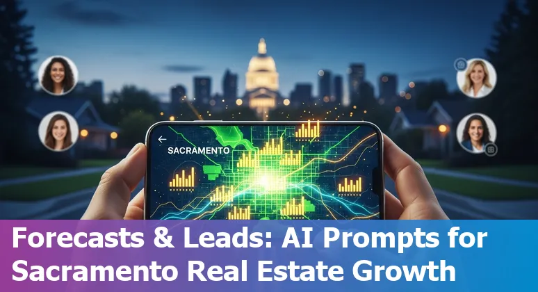 Agent using AI-powered tools to create a Sacramento property listing with virtual tour and market data on screen