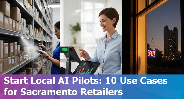 Retail employees using AI dashboards and AR try-on in a Sacramento store