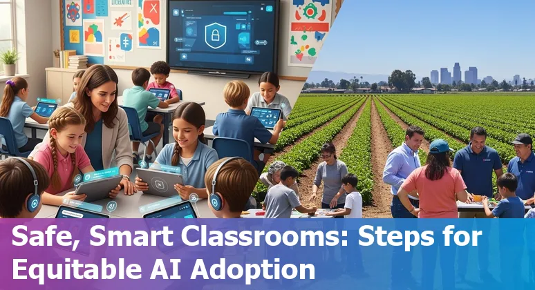 Educators and students in Salinas, California exploring AI tools in a classroom workshop, 2025