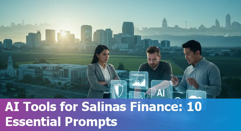 Illustration of AI prompts for banking, compliance, and bilingual outreach tailored to Salinas, California financial services.