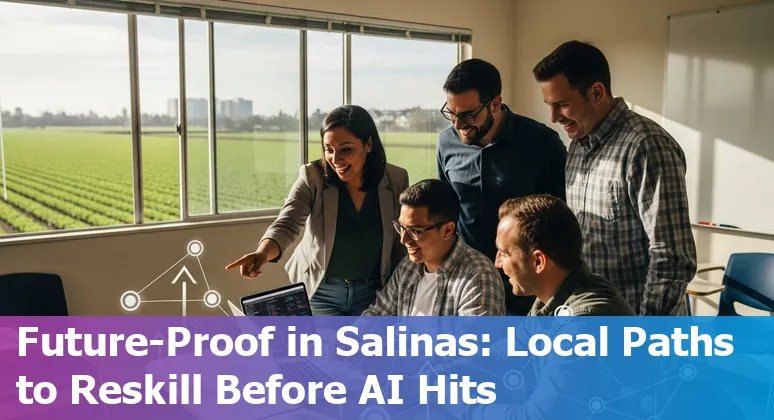 Salinas city hall worker using AI tools with local Monterey County landmarks in background