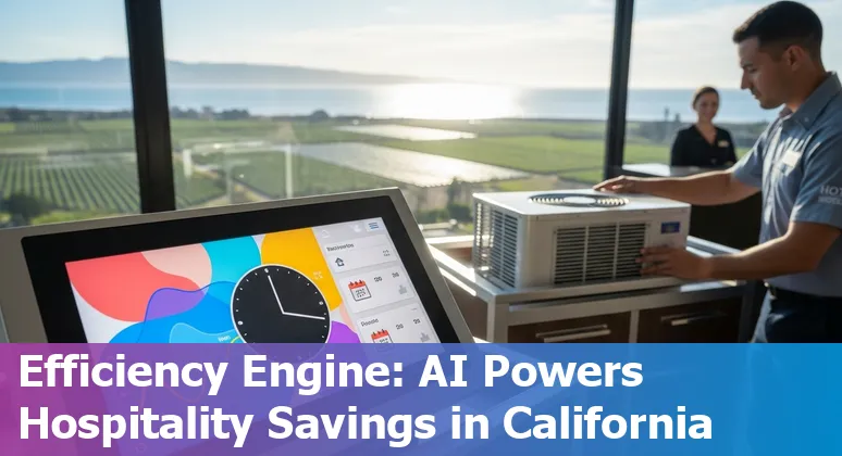 Hotel front desk using AI chatbot on tablet in Salinas, California, USA
