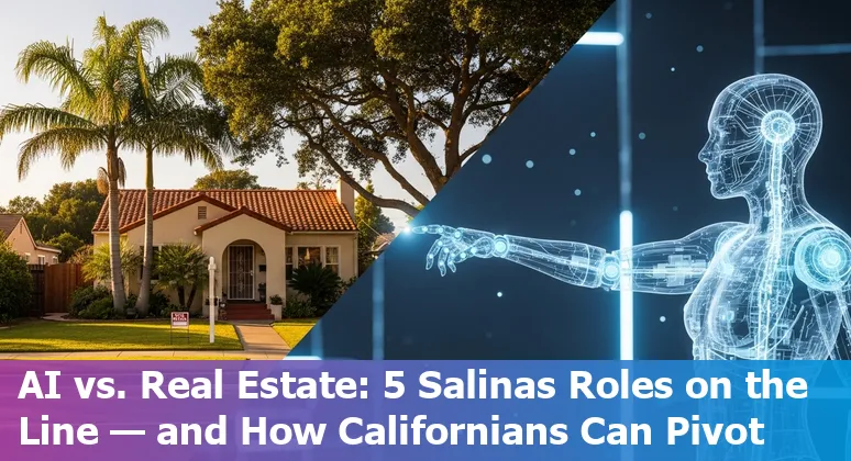 Real estate agent and AI interface overlay showing tasks being automated in Salinas, California