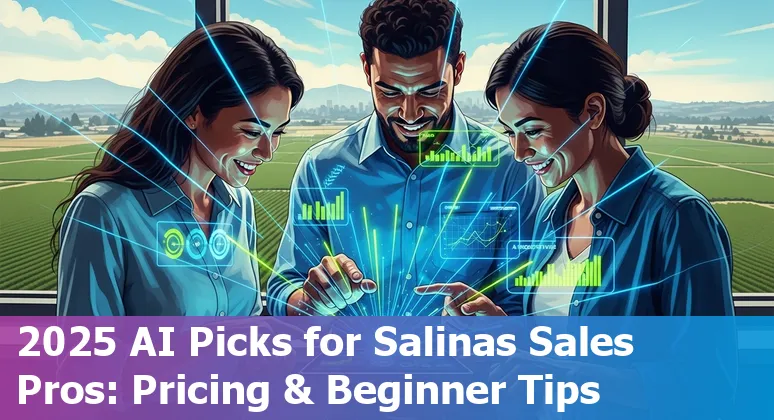 Salinas sales professional using AI sales tools dashboard on laptop with farmland in background