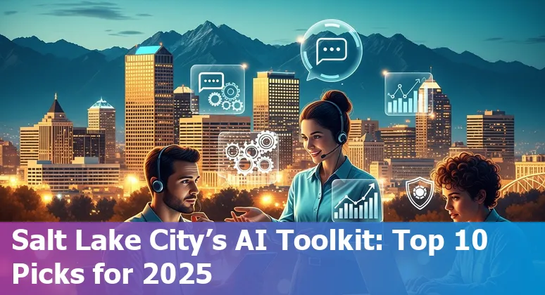 Customer service team in Salt Lake City using AI tools like ChatGPT Enterprise, Notion AI and UiPath on screens.