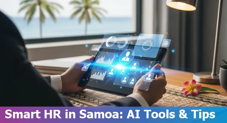 HR professional using an AI dashboard in an office in Samoa, 2025