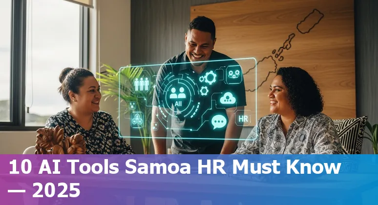HR professional using AI hiring and analytics tools with Samoa flag in the background