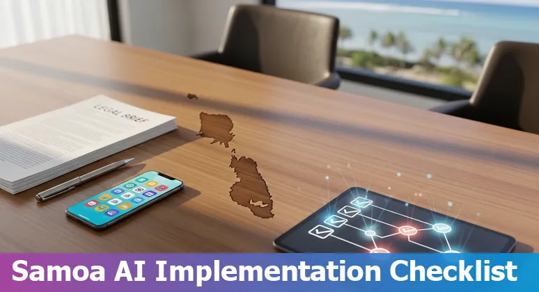 Samoa legal professional using AI tools ARLO+ and Google Workspace on a laptop