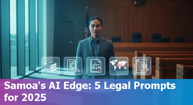 Lawyer in Samoa using AI prompts on a laptop to research local case law