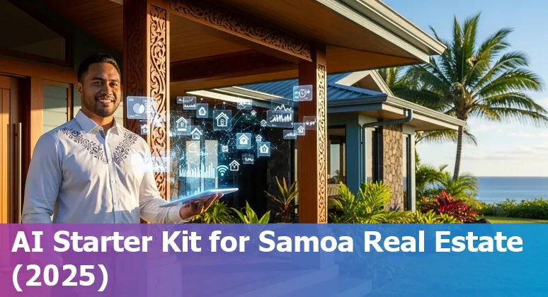 Samoa real estate 2025: agent using AI-powered virtual tour and listings on a laptop