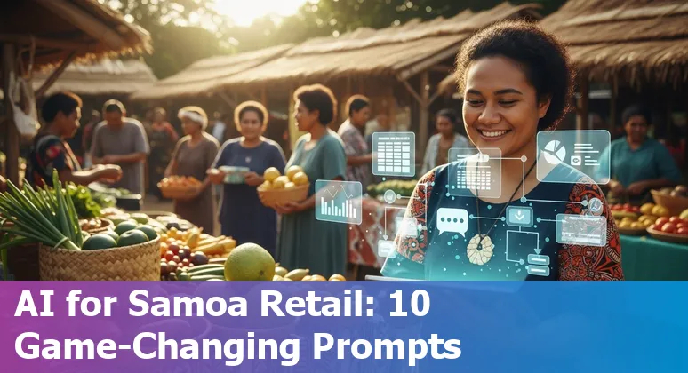 Retail shop in Apia with a laptop showing Google Workspace apps and Samoan woven baskets on display.
