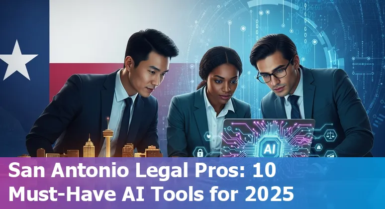 San Antonio attorney using AI tools on laptop with courthouse skyline in background