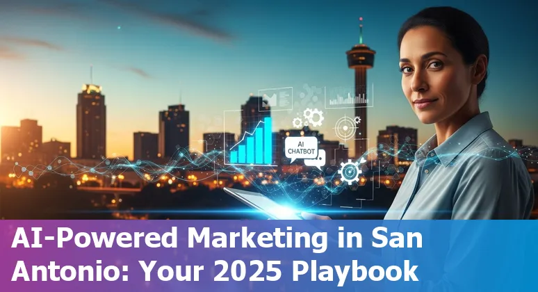 San Antonio, TX marketing professional using AI tools with skyline in background