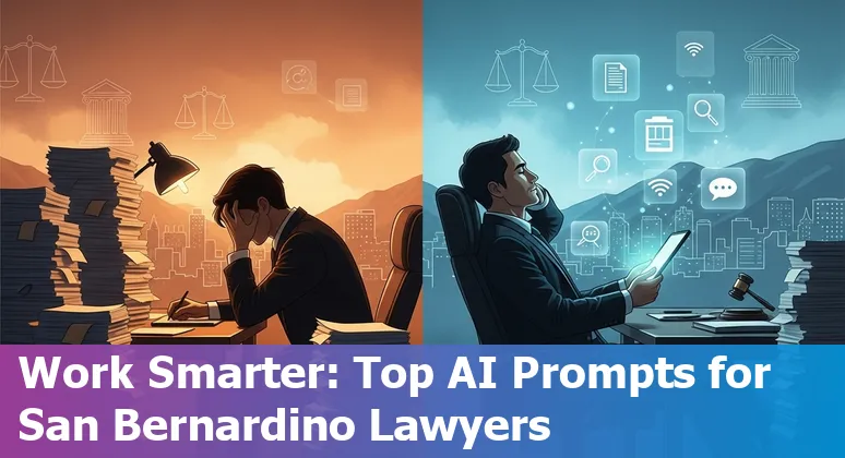 Legal professional using AI on a laptop with San Bernardino county courthouse in the background