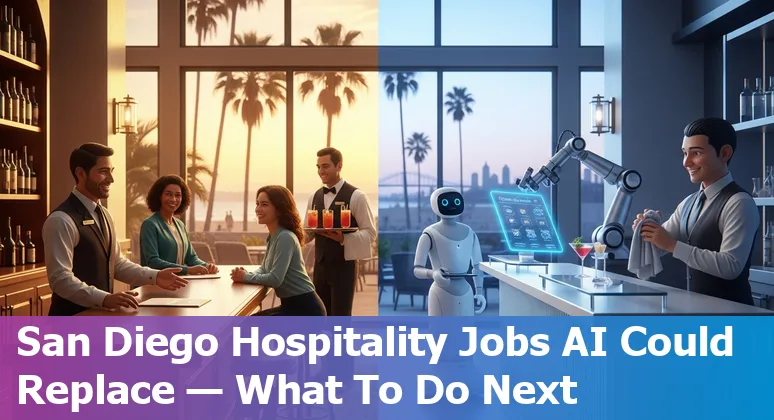 Hotel front desk with digital self‑checkin kiosk and staff member in San Diego bay area