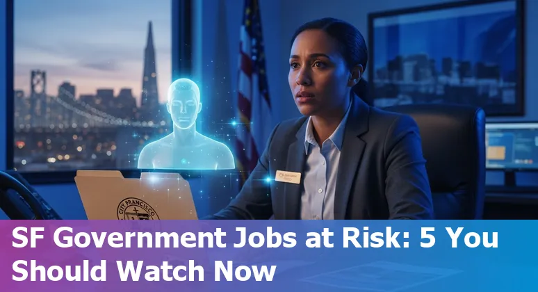 San Francisco City Hall with AI network overlay representing automation risk to government jobs