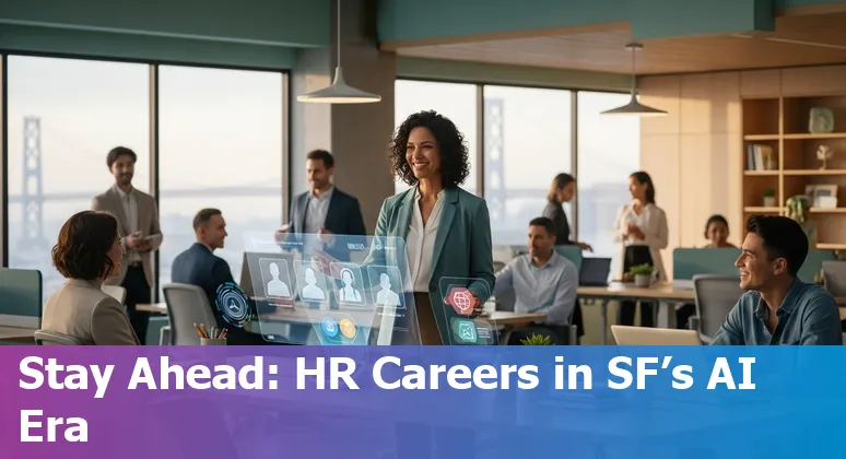 HR professional using AI dashboard in a San Francisco, California office — human and AI collaboration in HR, 2025
