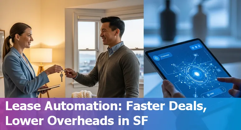 San Francisco skyline with AI and real estate icons illustrating AI-driven cost savings and efficiency for San Francisco, CA.