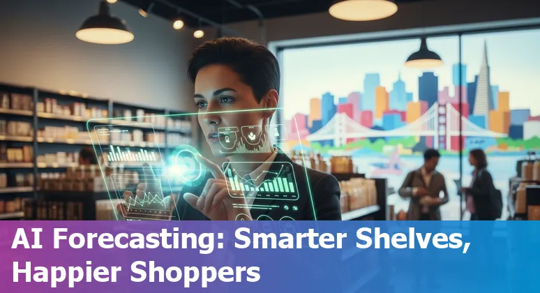 Retail AI demo in San Francisco, California store showing computer-vision checkout and shelf-audit robots.