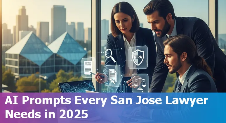 San Jose lawyer using AI tools on laptop to review contracts and draft legal documents