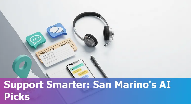 Logos of Yuma AI, Zendesk, Intercom, Freshdesk, Gorgias, Ada, Kustomer, Decagon, Tidio and Kommunicate over a San Marino map