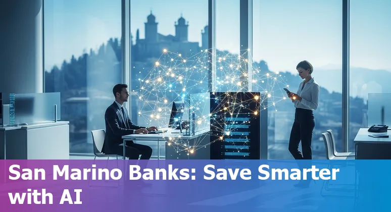 AI-powered banking dashboard illustrating cost savings for financial services companies in San Marino