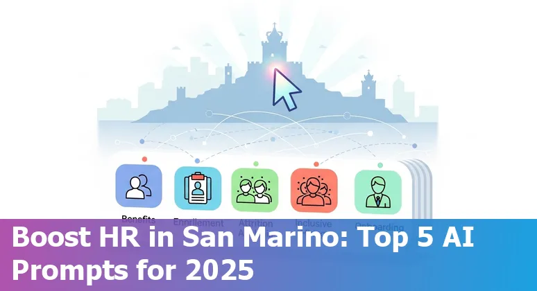 HR professional using AI on a laptop with San Marino flag overlay