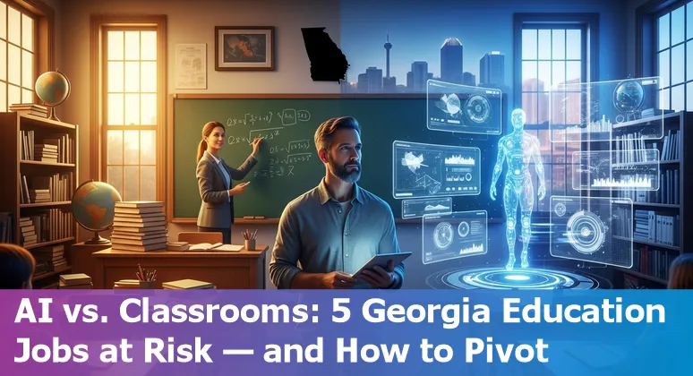 Sandy Springs educator using AI tools in a classroom—teachers, tutors, and staff adapting with laptops and community engagement.