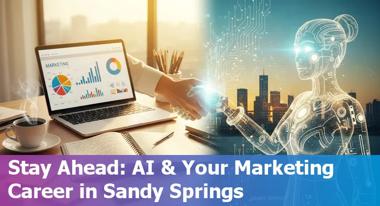 Sandy Springs, Georgia marketer using AI tools and notebook — local 2025 jobs and skills
