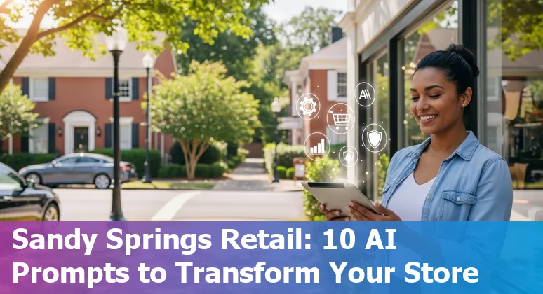 Retail store manager using AI chatbot on tablet in Sandy Springs boutique near Perimeter Mall