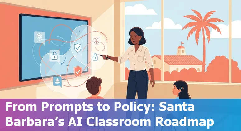 Educators discussing AI tools at a 2025 workshop in Santa Barbara, California