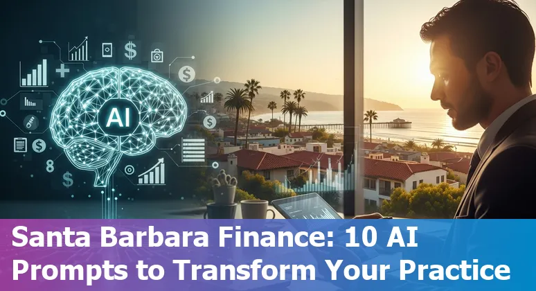 Santa Barbara financial services AI use cases: robo-advisor, fraud detection dashboard, and bilingual chatbot illustration.