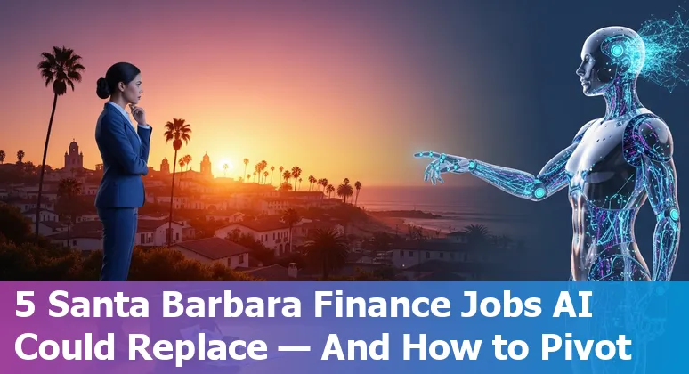 Santa Barbara skyline with financial icons and AI circuit overlay