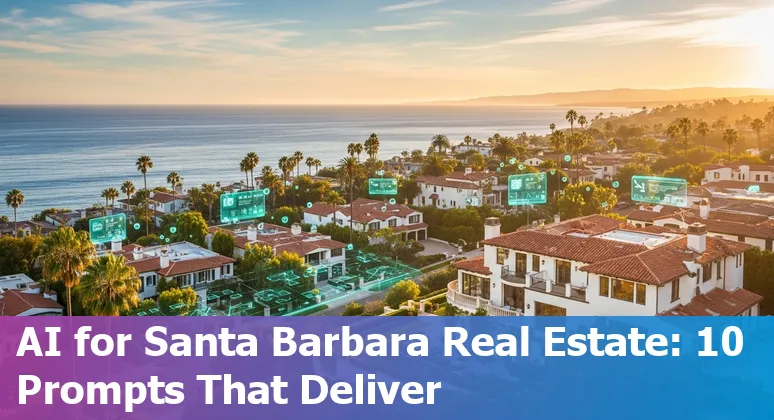 Agents using AI tools to analyze Santa Barbara properties with AR staging and document search copilot on a laptop.