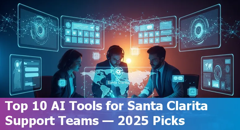 Customer service professional using AI tools dashboard with logos of Zendesk, Intercom, Gorgias, Yuma AI, Ada, Freshdesk, Salesforce, Kommunicate, Tidio, and ChatGPT.