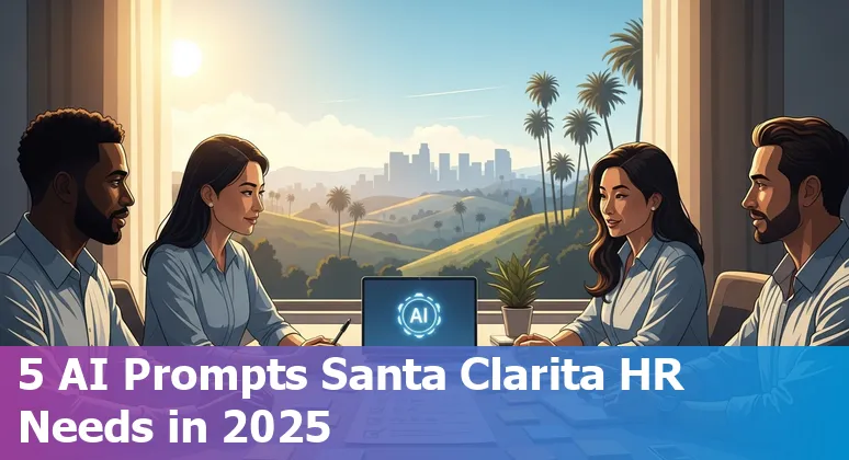 HR professional in Santa Clarita using AI on a laptop to draft benefits communication and onboarding plans