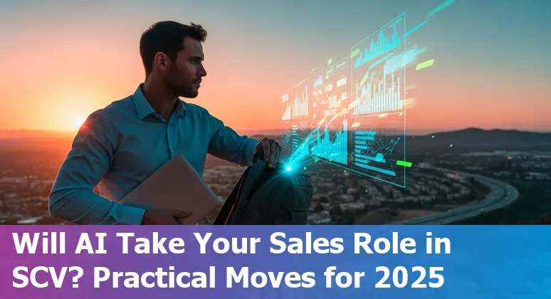 Salesperson using AI tools in Santa Clarita, California office — 2025 adaptation and reskilling