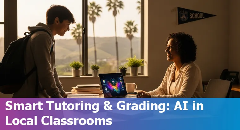 Students and teachers in Santa Maria using AI tools like tutoring, grading, and assistive tech in classrooms.