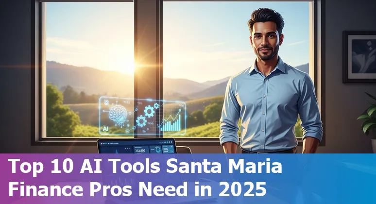 Finance professional using AI tools on a laptop with Santa Maria vineyards in the background
