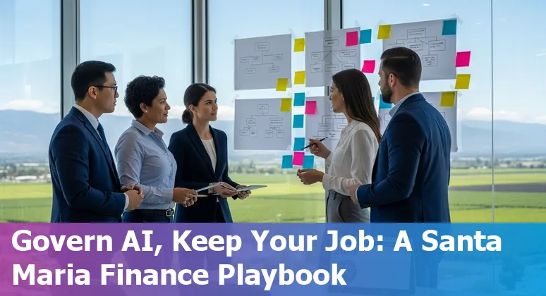 Finance team discussing AI automation and upskilling in Santa Maria, California office in 2025