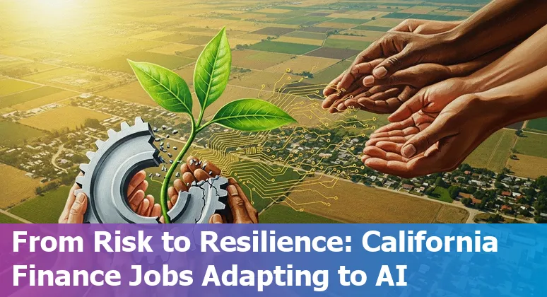 Santa Maria financial district with icons for AI automation, training, and upskilling.