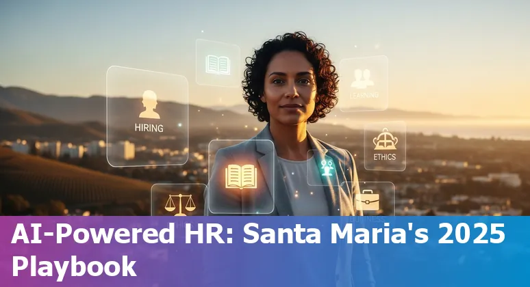 HR professional using AI dashboard for hiring and learning in Santa Maria, California, US